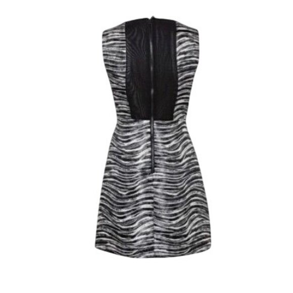 Alice + Olivia Everleigh Sheath Mini Dress 6 Black Silver Zebra Animal Print - Picture 4 of 10